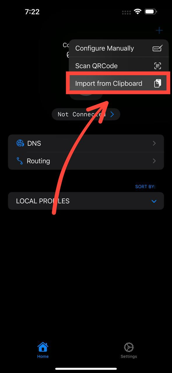 مرحله ۲-۲ - انتخاب گزینه Import from Clipboard
