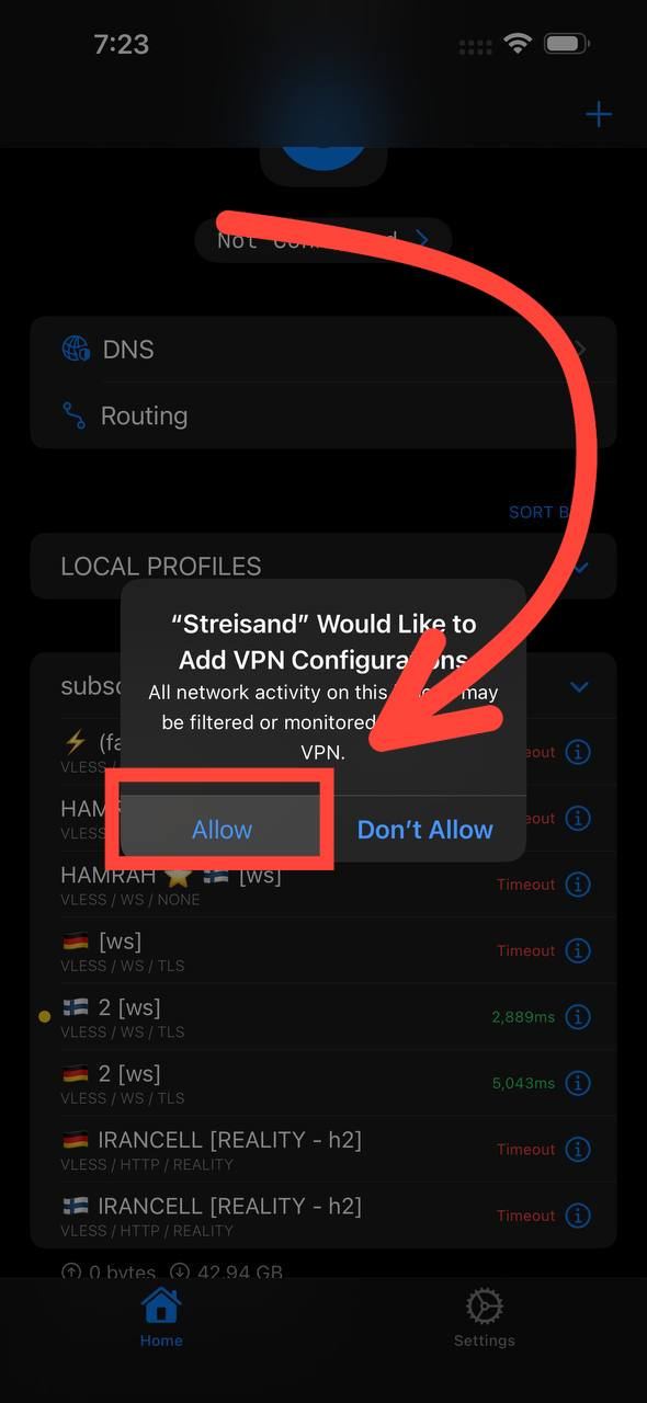 مرحله ۷ - اجازه دسترسی VPN